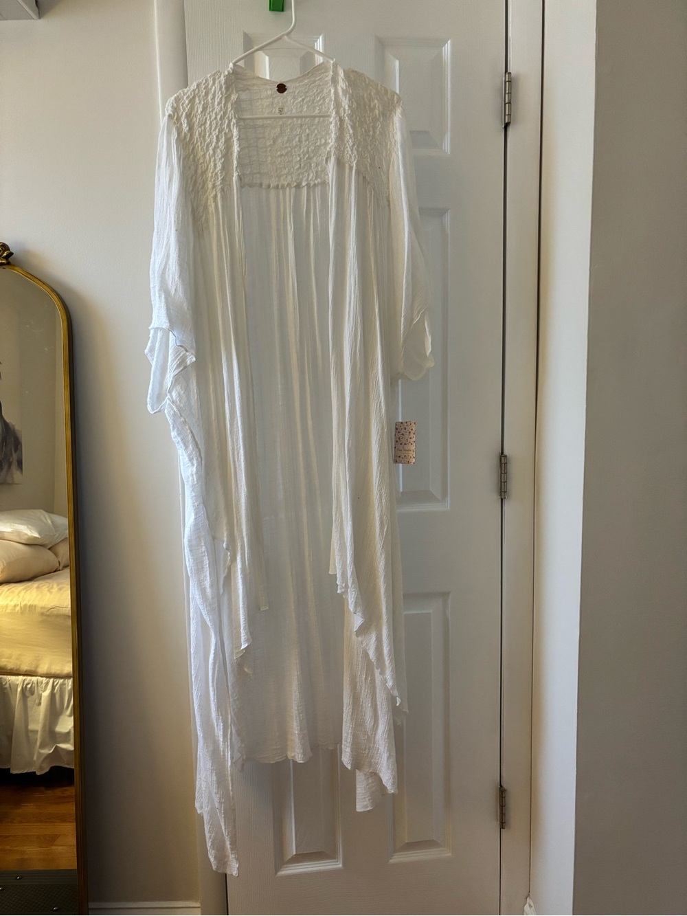 Free People Ivory Crinkled Gauze Cover-Up